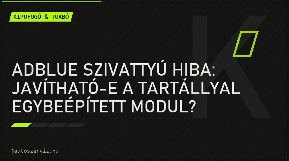 Kipufogó & turbó - AdBlue szivattyú hiba: Javítható-e a tartállyal egybeépített modul?