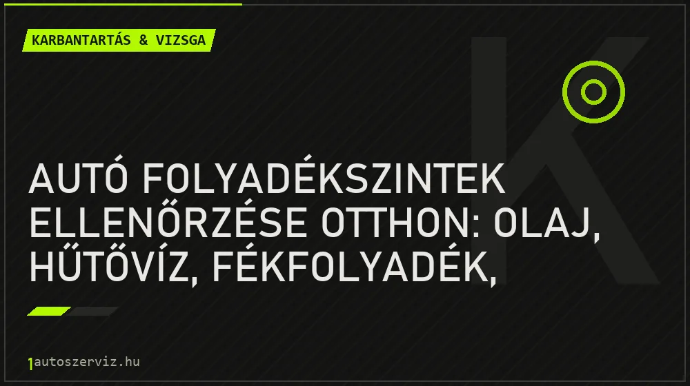 Karbantartás & vizsga - Autó folyadékszintek ellenőrzése otthon: olaj, hűtővíz, fékfolyadék, szervó és ablakmosó
