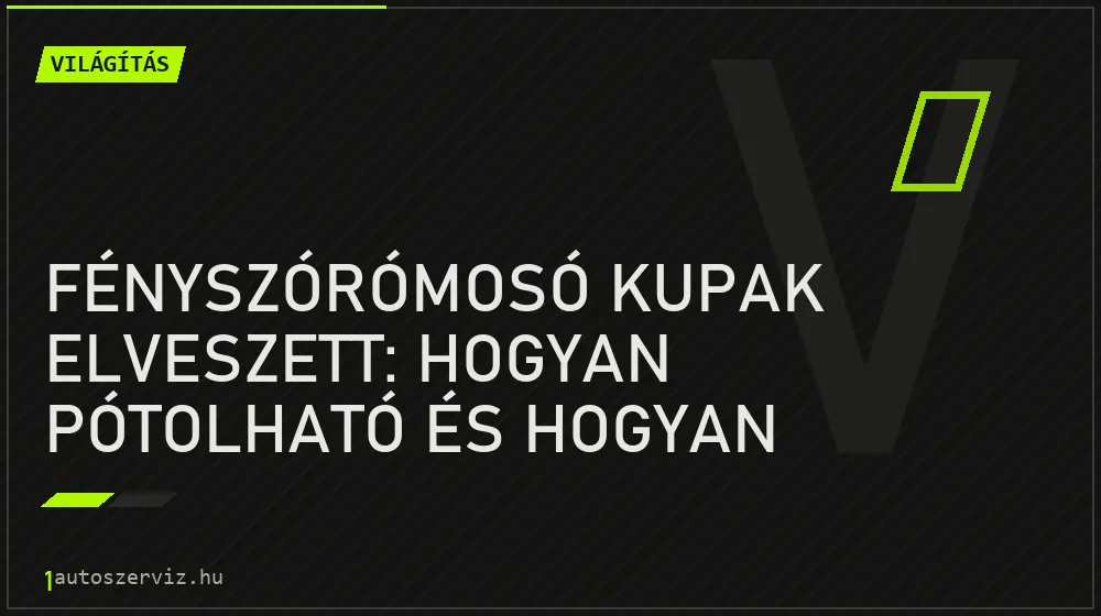 Világítás - Fényszórómosó kupak elveszett: Hogyan pótolható és hogyan szerelhető fel?
