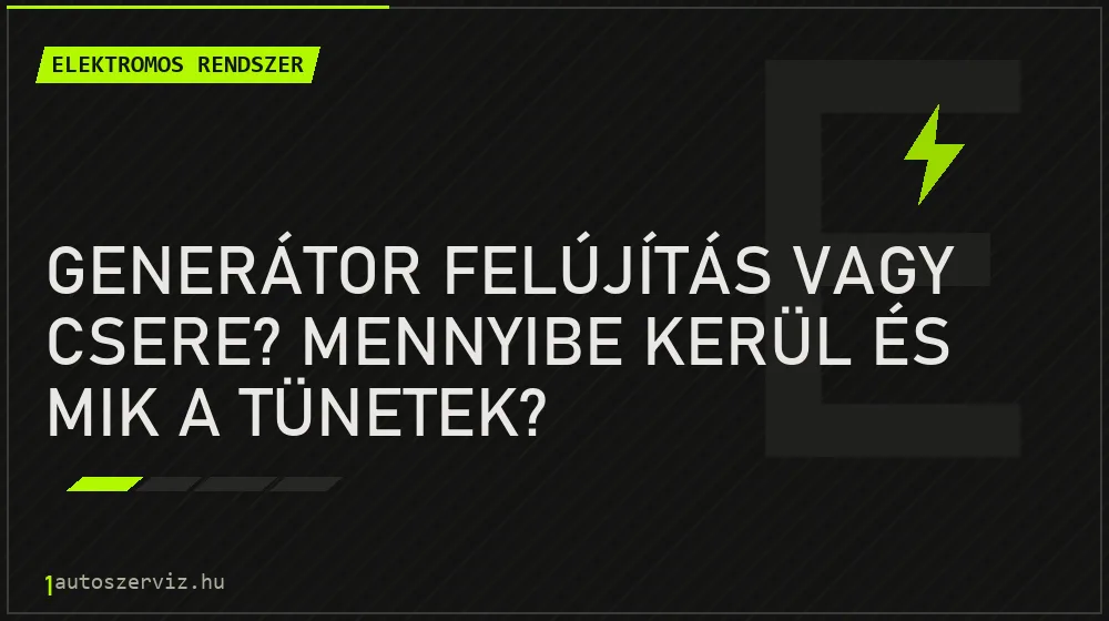 Generátor felújítás vagy csere? Mennyibe kerül és mik a tünetek? - Elektromos rendszer