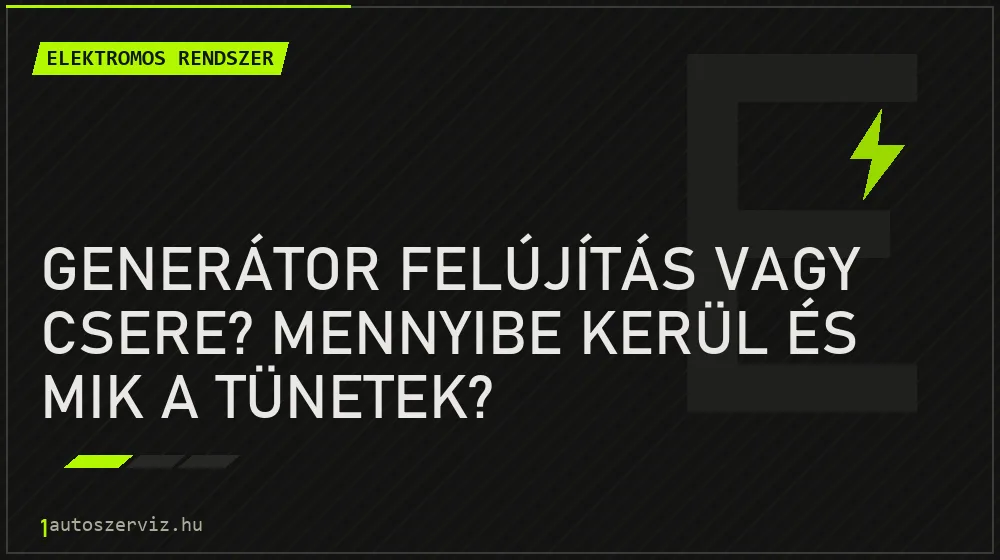 Elektromos rendszer - Generátor felújítás vagy csere? Mennyibe kerül és mik a tünetek?