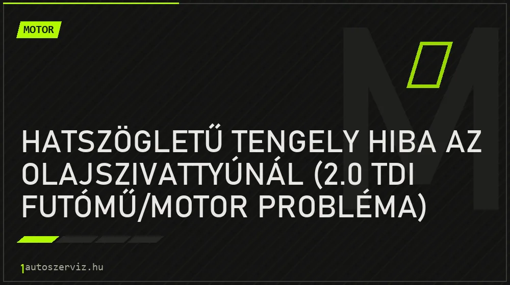 Hatszögletű tengely hiba az olajszivattyúnál (2.0 TDI futómű/motor probléma) - Motor