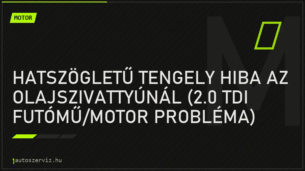 Hatszögletű tengely hiba az olajszivattyúnál (2.0 TDI futómű/motor probléma) - Motor, 1autoszerviz Óbuda