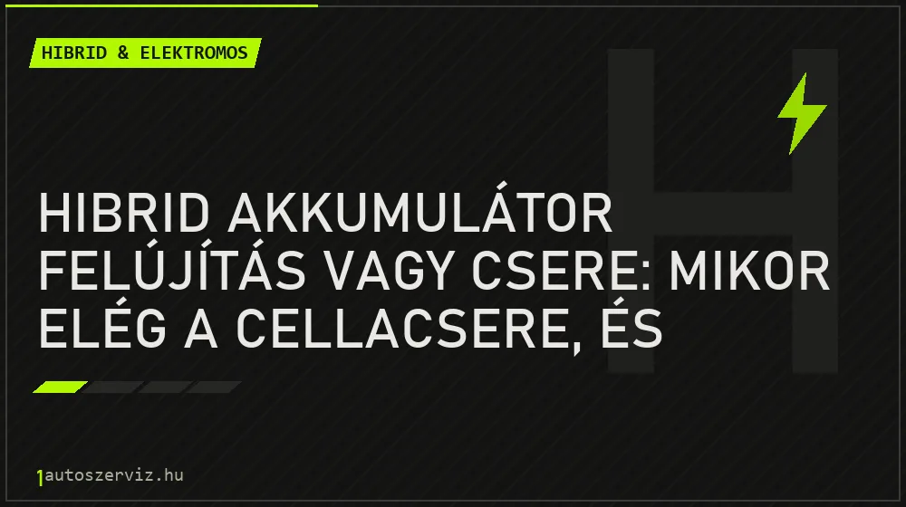 Hibrid akkumulátor felújítás vagy csere: mikor elég a cellacsere, és mennyibe kerül?