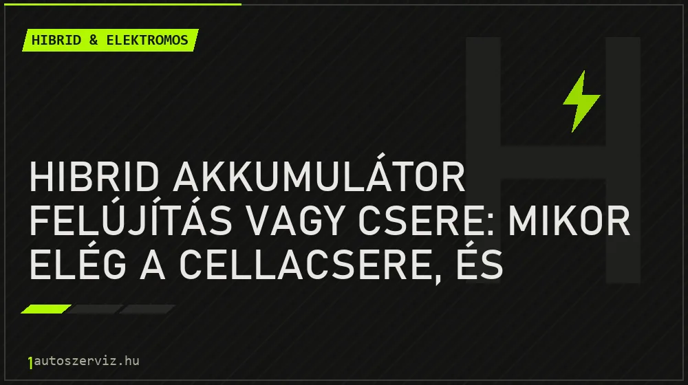 Hibrid & elektromos - Hibrid akkumulátor felújítás vagy csere: mikor elég a cellacsere, és mennyibe kerül?