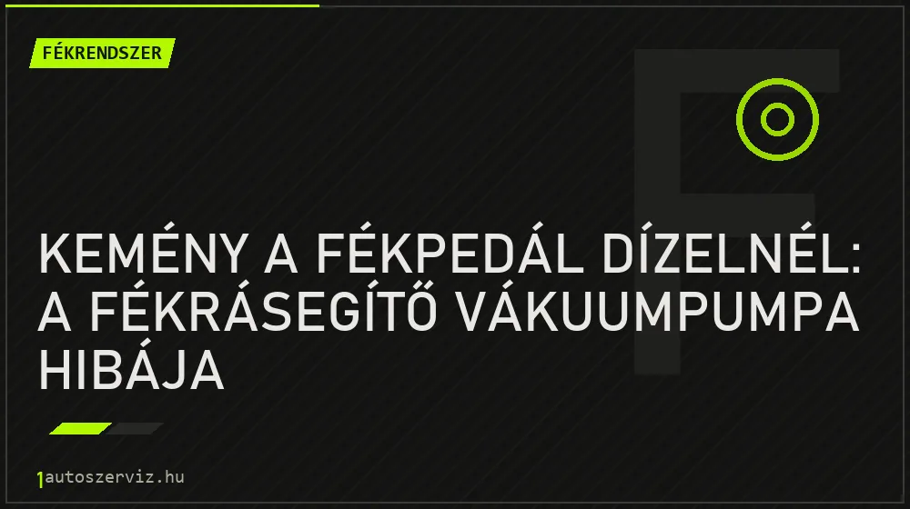 Fékrendszer - Kemény a fékpedál dízelnél: a fékrásegítő vákuumpumpa hibája