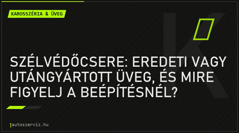 Karosszéria & üveg - Szélvédőcsere: eredeti vagy utángyártott üveg, és mire figyelj a beépítésnél?