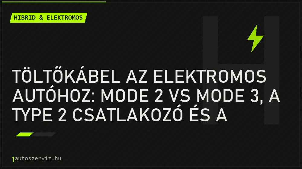 Töltőkábel az elektromos autóhoz: Mode 2 vs Mode 3, a Type 2 csatlakozó és a biztonságos áramerősség