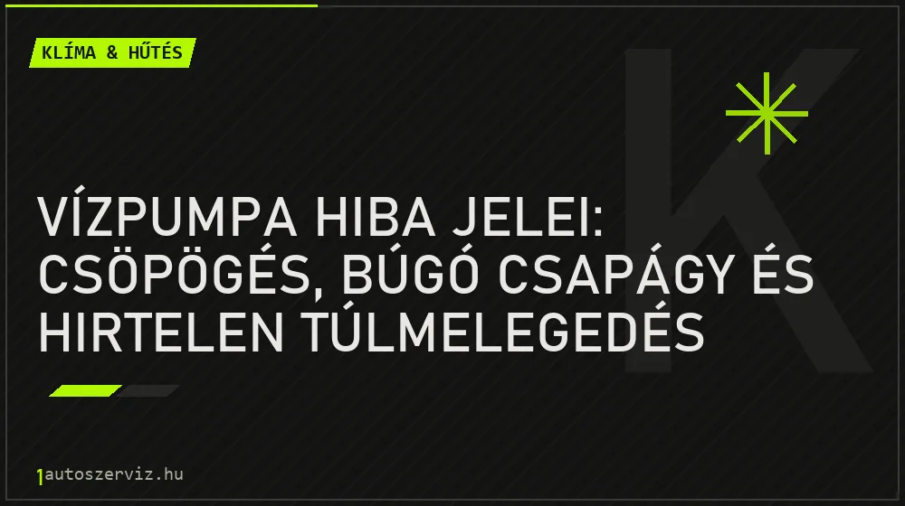 Vízpumpa hiba jelei: csöpögés, búgó csapágy és hirtelen túlmelegedés