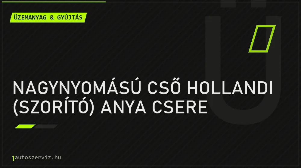 Nagynyomású cső hollandi (szorító) anya csere javítás - üzemanyagrendszer-javítás