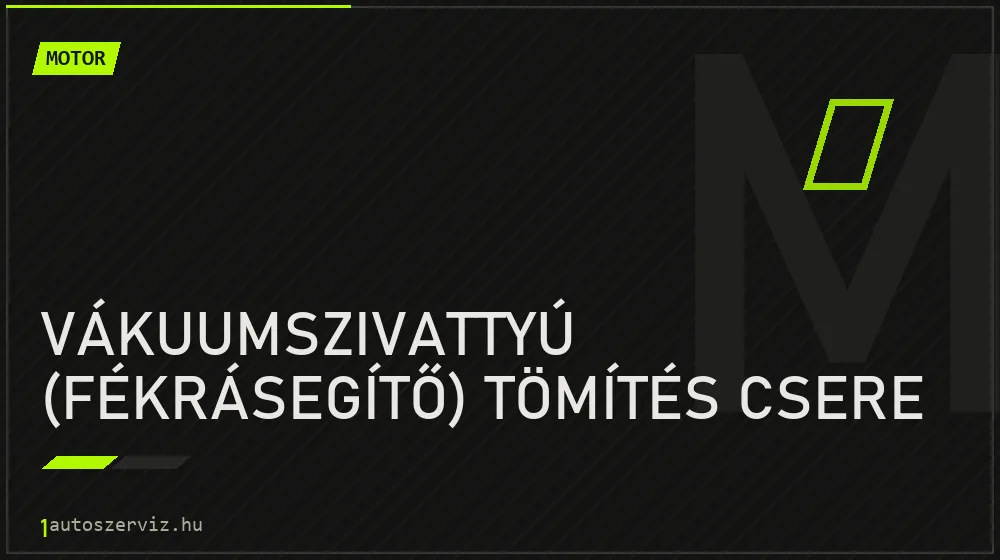 Vákuumszivattyú (fékrásegítő) tömítés csere javítás - motorjavítás
